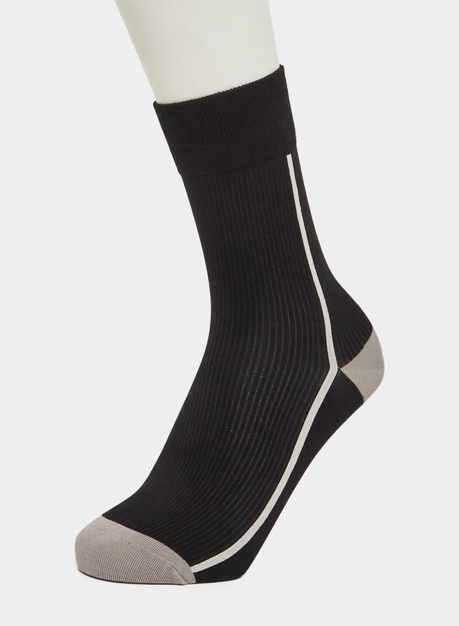 ستايلي طقم من زوجين جوارب مضلعة بحواف متباينة - Image 4