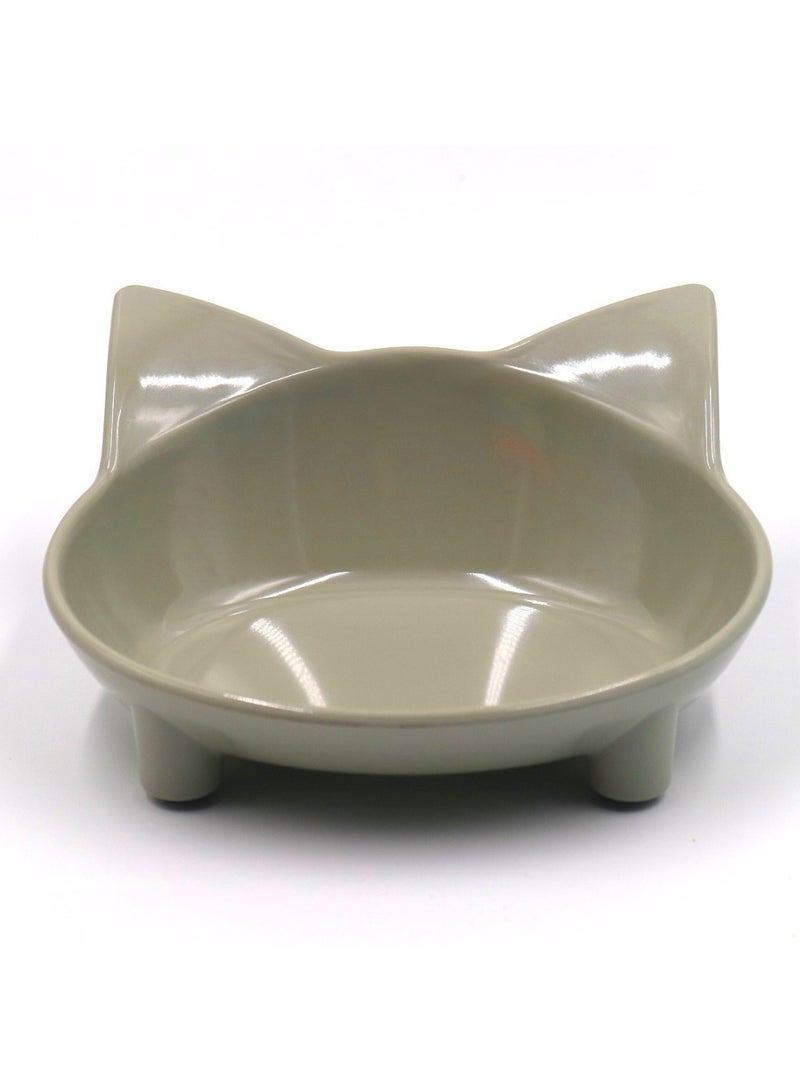 وعاء ماء وطعام للقطط والكلاب، وعاء بلاستيكي مرتفع - وعاء طعام وإطعام مائل للطعام الجاف والرطب والماء للمنزل والخارج، رمادي - Image 1