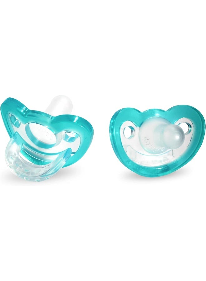 RaZbaby Jollypop Pacifier for Babies 3 Months and Up, USA Made, Natural Shaped Orthodontic Binky, Lovingly Shared in NICUs & Hospitals Worldwide, Medical-Grade 100% BPA-Free - 2 Pack - Teal - Image 1