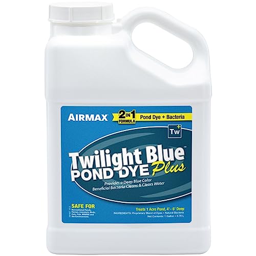 Airmax Pond Dye Plus, Twilight Blue Colorant & Natural Beneficial Bacteria, Large Pond & Lake Water Clarifier & Color Treatment, Shade Plants & Algae from Sunlight, Fish & Livestock Safe, 1 Gallon - Image 1