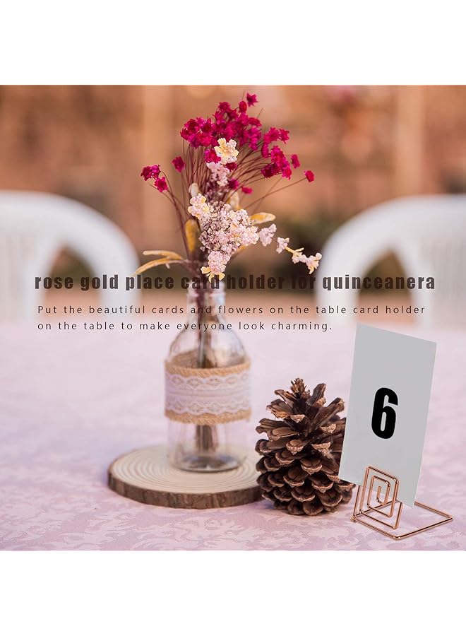 erorex 12Pcs Premium Place Card Holder Rose Gold Metal Wire Square Table Stand Number Holder Used For Photos Food Signs Memos Weddings And Restaurants And Birthdays Suitable For Party Table Decoration  - Image 3