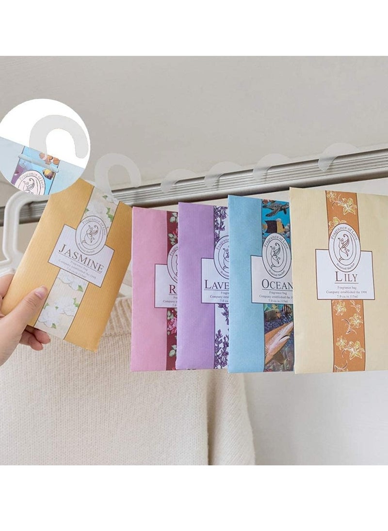 Generic - 5 Scented Sachets with Hanging Hook, Natural Scented Bags, Wardrobe Fresheners for Wardrobe Closet Bathroom Car, Aromatherapy Bag, Lasting Fragrance (Jasmine, Rose, Lavender, Lily, Ocean) - Image 1