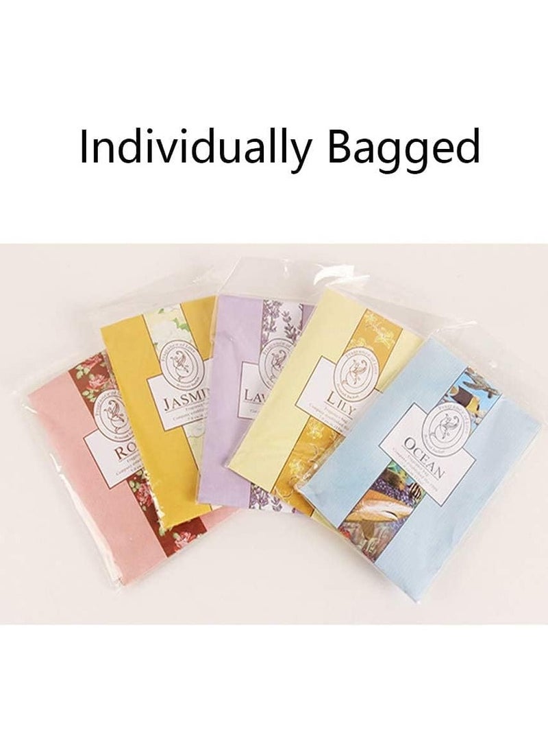 Generic - 5 Scented Sachets with Hanging Hook, Natural Scented Bags, Wardrobe Fresheners for Wardrobe Closet Bathroom Car, Aromatherapy Bag, Lasting Fragrance (Jasmine, Rose, Lavender, Lily, Ocean) - Image 1