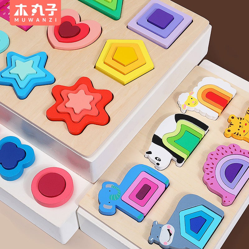 Children's Wooden Geometric Shape Puzzle – Educational Toy for Ages 1-3 - Image 3