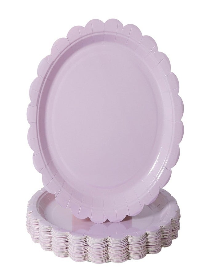 BEFORYOU 50PCS Scalloped Disposable Paper Plates Dessert Cake Party Plates for Baby Shower, Wedding,Bridal Shower Birthday Party Supplies (Purple, 7IN) - Image 1