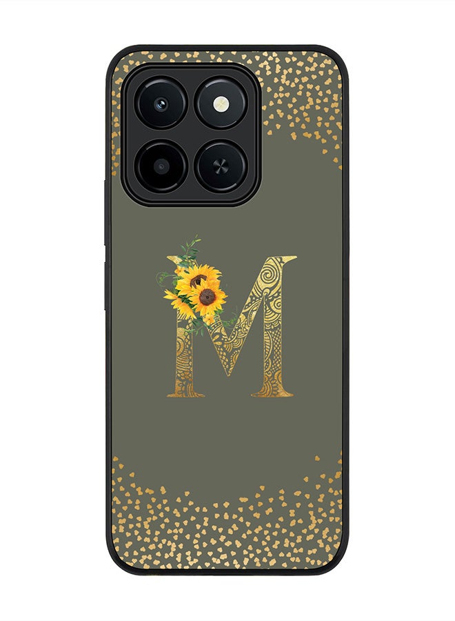 Stylizedd For Honor X6c Case,Slim fit Camera Protection, Shockproof Thin Phone cover  - Custom Floral Monogram - M  (Olive Green )