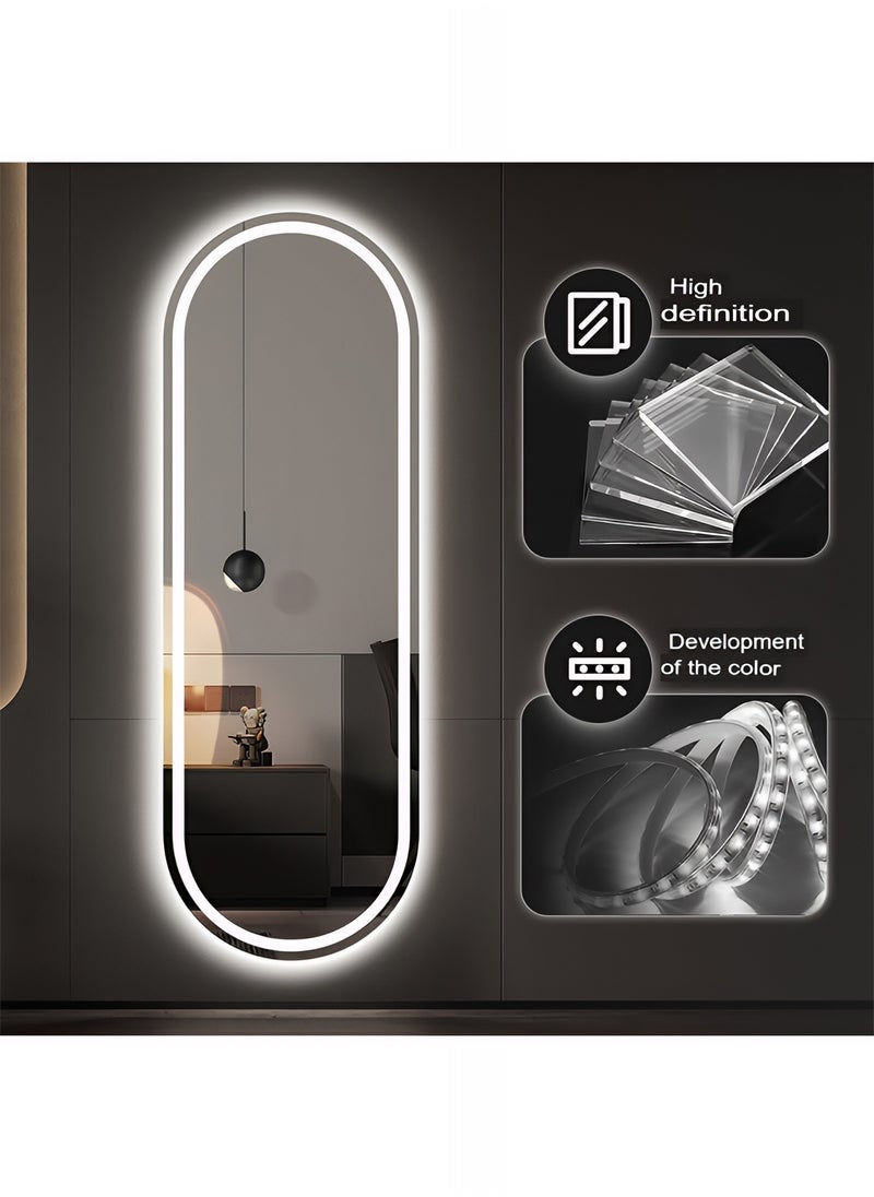 Furniture Factory Full Length Mirror with Front and Back LED Touch Control, Wall Mounted Mirror with 3 Colors Adjustable Lights, Bathroom, Bedroom, Vanity Mirror - 80x50cm  - Image 3