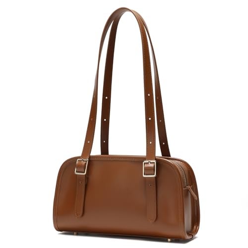 Keyli حقيبة كايلي للكتف للنساء حقائب بولين جلد مصممة حقيبة يد فاخرة مع حزام قابل للتعديل بني - Image 1