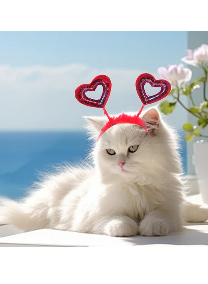 Red Love Heart Shape Headband for Valentine's Day Cat Dog Costume Holiday Wedding Anniversary Pet Headwear - Image 5