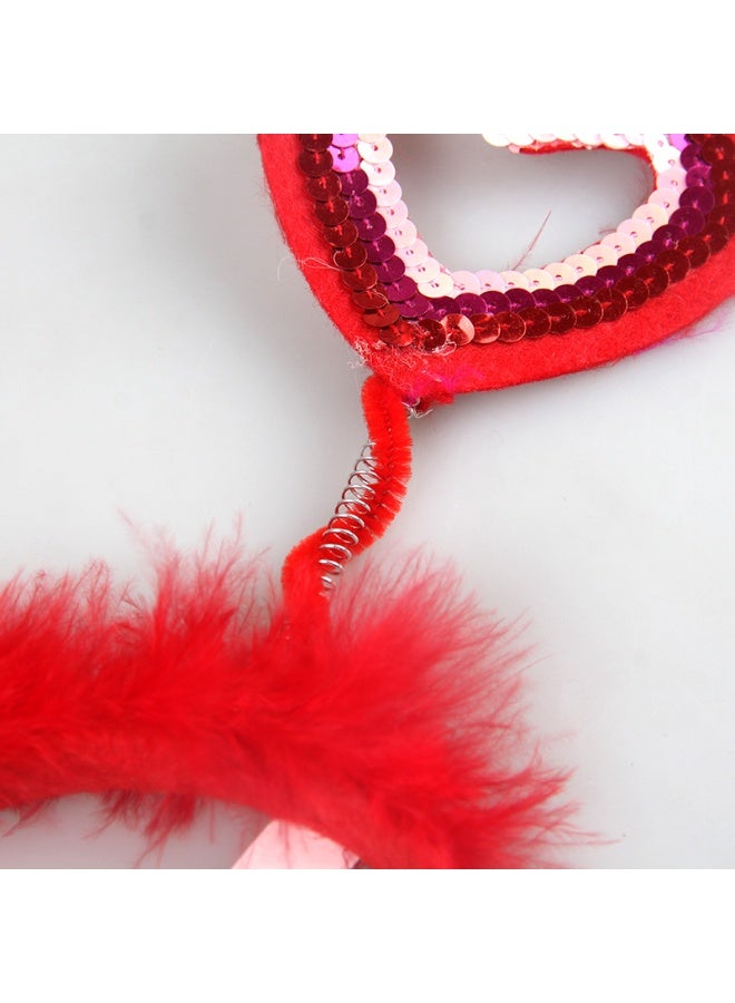 Red Love Heart Shape Headband for Valentine's Day Cat Dog Costume Holiday Wedding Anniversary Pet Headwear - Image 4