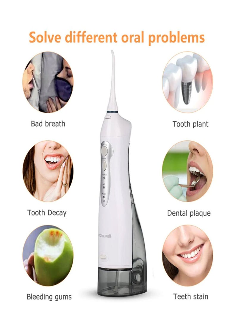 Mornwell - Oral Irrigator USB Rechargeable Water Flosser Portable Dental Water Jet 300ML Water Tank Waterproof Teeth Cleaner - Image 1