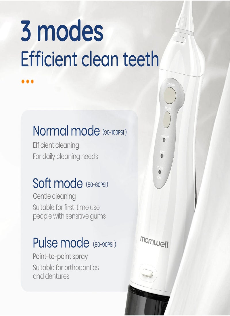Mornwell - Oral Irrigator USB Rechargeable Water Flosser Portable Dental Water Jet 300ML Water Tank Waterproof Teeth Cleaner - Image 1