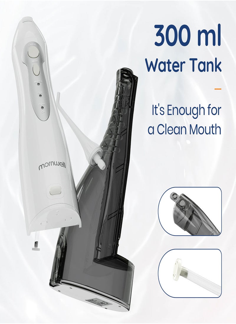 Mornwell - Oral Irrigator USB Rechargeable Water Flosser Portable Dental Water Jet 300ML Water Tank Waterproof Teeth Cleaner - Image 1