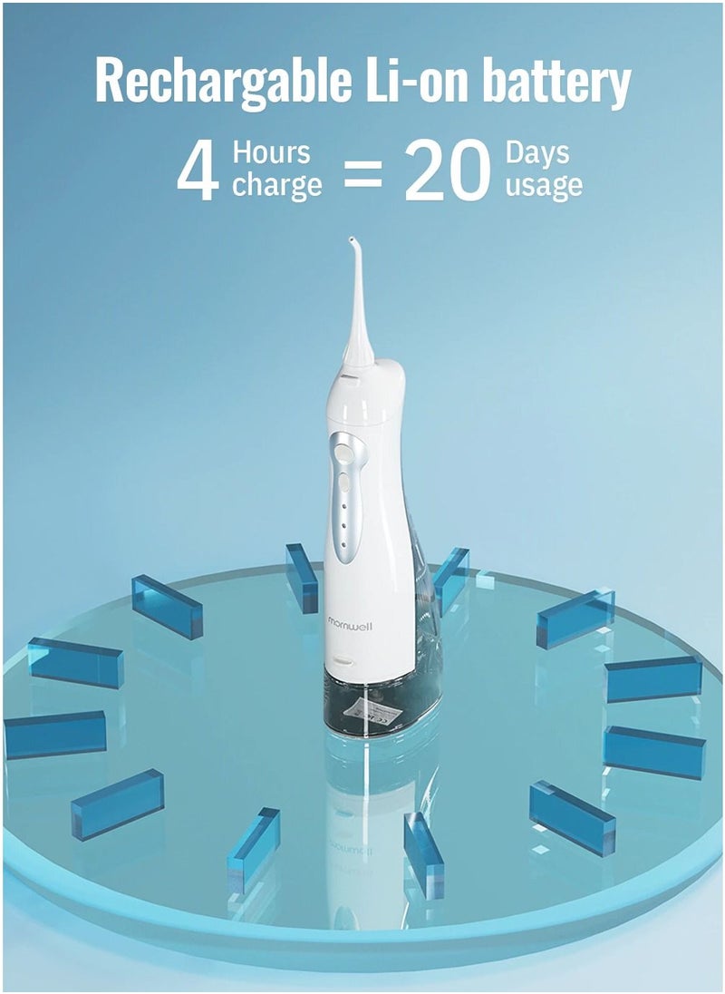 Mornwell - Oral Irrigator USB Rechargeable Water Flosser Portable Dental Water Jet 300ML Water Tank Waterproof Teeth Cleaner - Image 1