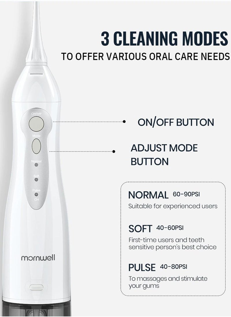 Mornwell - Oral Irrigator USB Rechargeable Water Flosser Portable Dental Water Jet 300ML Water Tank Waterproof Teeth Cleaner - Image 1