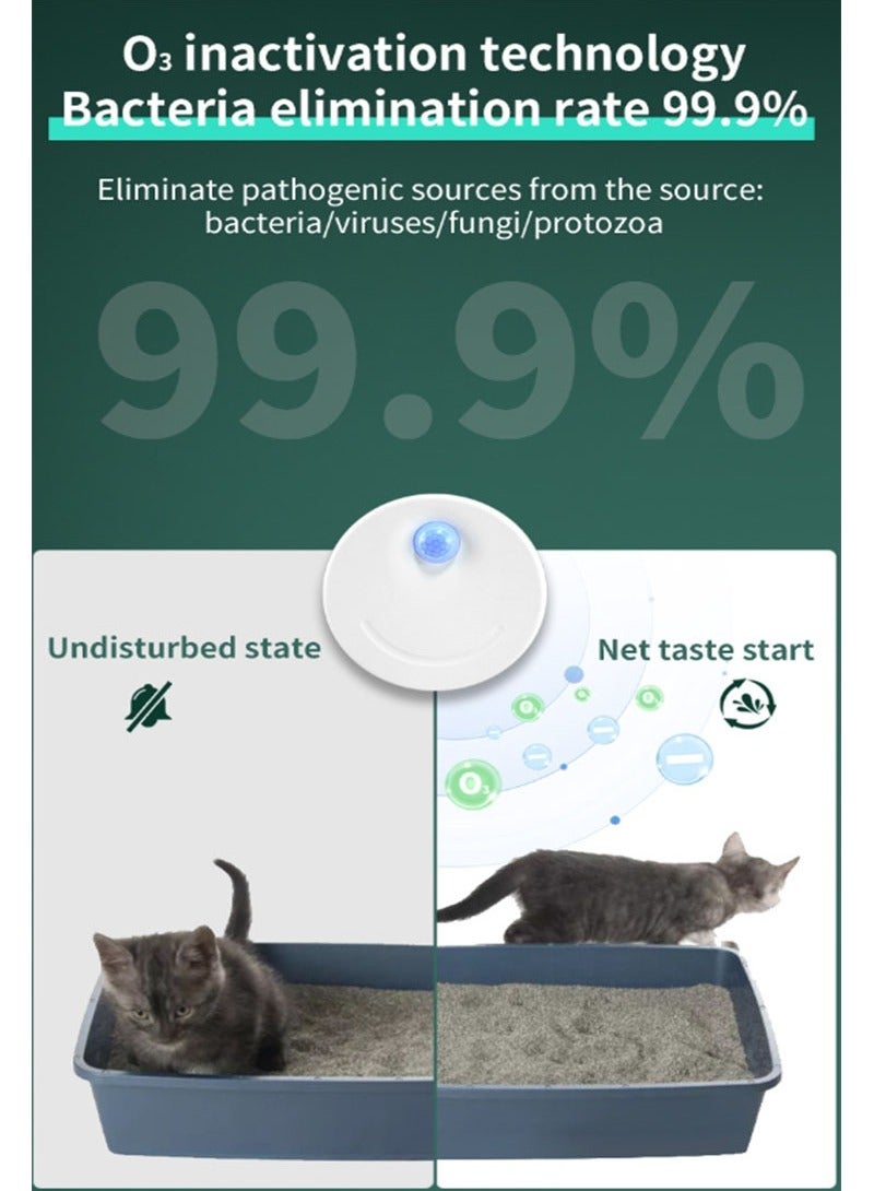 Smart pet odor deodorizer, cat litter box deodorizer, negative ion + ozone air freshener, automatic on/off, rechargeable dust-free cat litter wizard, suitable for cat litter boxes, bathroom closets - Image 2