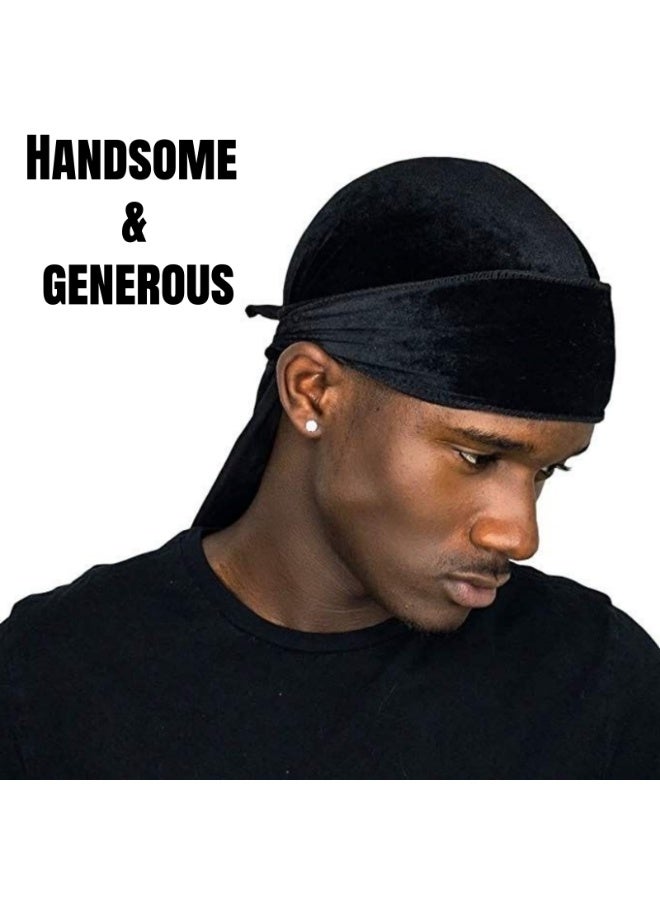 نوفولان مجموعة من 3 قطع من أغطية الرأس الحريرية الناعمة للرجال والنساء، لفافة 360 درجة لتصفيفات الشعر المتموجة، تتضمن ذيلًا طويلًا وأشرطة، باللونين الأسود والأبيض والأخضر، مثالية لحماية الشعر والحصول على مظهر عصري، مقاس واحد - Image 3