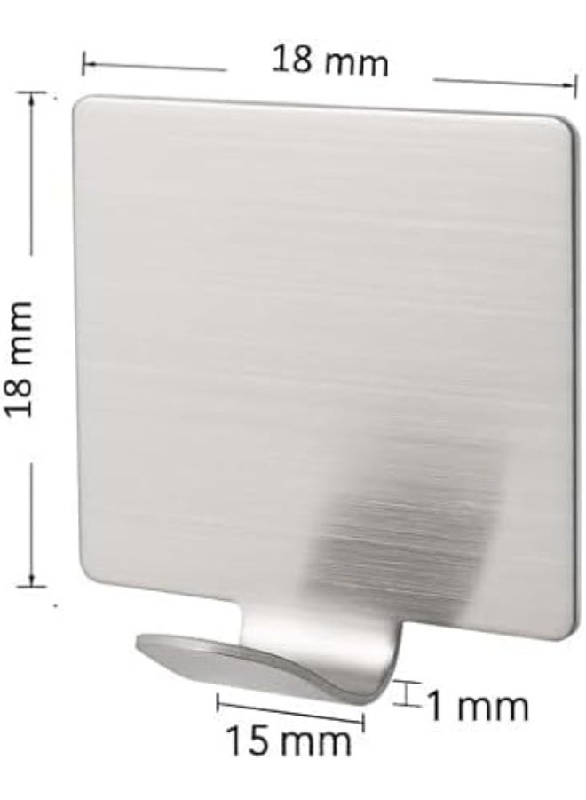 سبيس شوب طقم خطاطيف لاصقة من الفولاذ شديد التحمل 6 قطع مقاومة للصدأ للاستخدام على الحائط في الحمام والمطبخ والمكتب تتحمل حمولة تصل إلى 0.5 كجم تصميم مربع الشكل ذاتي اللصق بدون حفر حجم صغير - Image 3