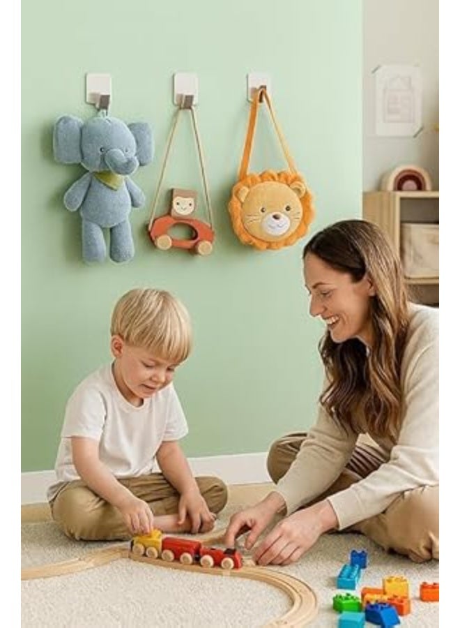 سبيس شوب طقم خطاطيف لاصقة من الفولاذ شديد التحمل 6 قطع مقاومة للصدأ للاستخدام على الحائط في الحمام والمطبخ والمكتب تتحمل حمولة تصل إلى 0.5 كجم تصميم مربع الشكل ذاتي اللصق بدون حفر حجم صغير - Image 2