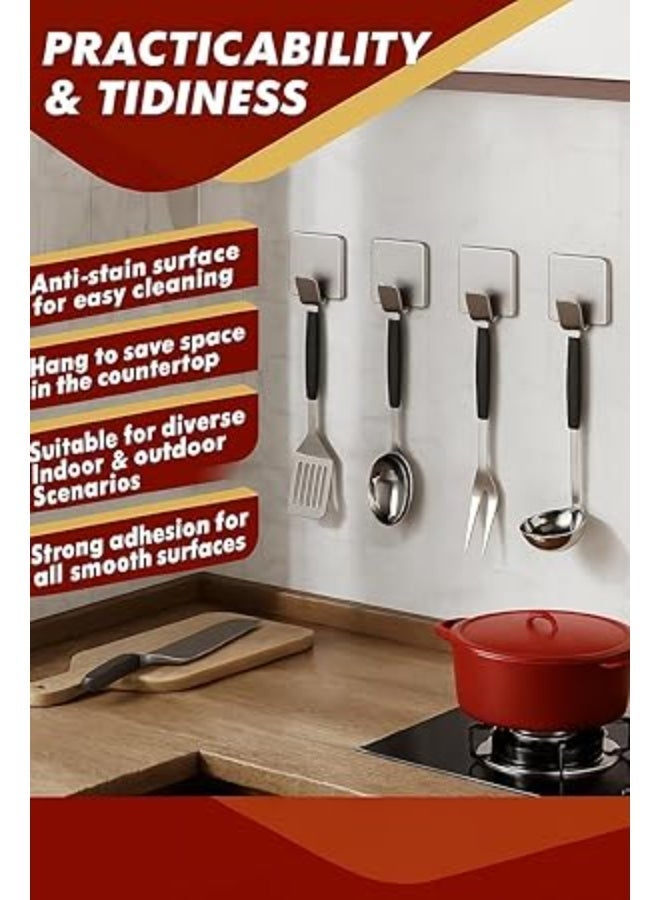 Spaceshoop Heavy Duty Steel Adhesive Hooks Pack of 6 Rustproof Wall Hooks for Bathroom Kitchen and Office Up to 0.5 kg Load No Drill Self Adhesive Design Square shaped Small Size - Image 3