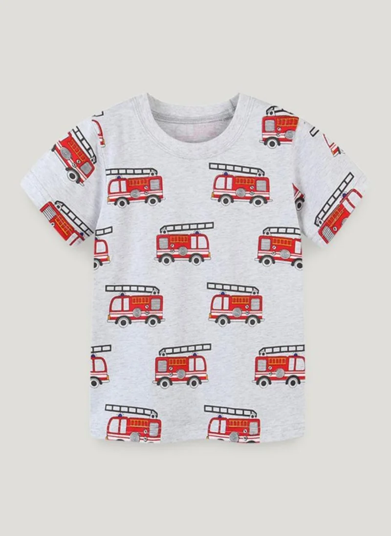 يونيكي Grey Conversational Printed Round Neck Cotton T-shirt