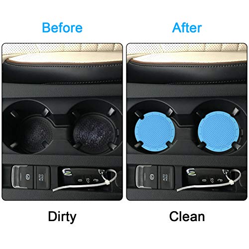 Wisdompro Car Coasters, Wisdompro 4 Pack PVC Car Cup Holder Insert Coaster - Anti Slip Universal Vehicle Interior Accessories Cup Mats for Women(2.75" Diameter, Light Blue) - Image 4