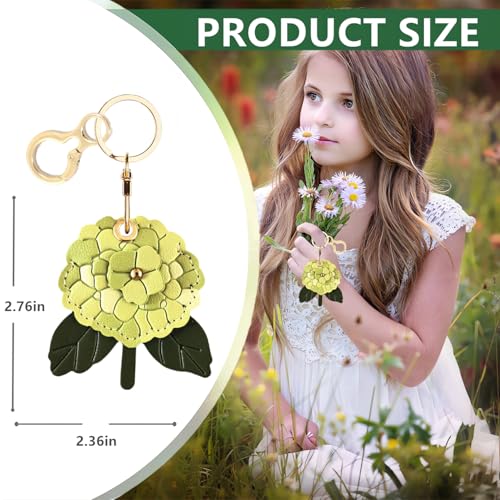 BORKUANA Leather Keychain Holder Case Compatible with AirTag,Cute Protective Cover with Keyring,Anti-Scratch Finder GPS Tracker Case for Wallet Keys,bag,pets(Hydrangea A) - Image 2