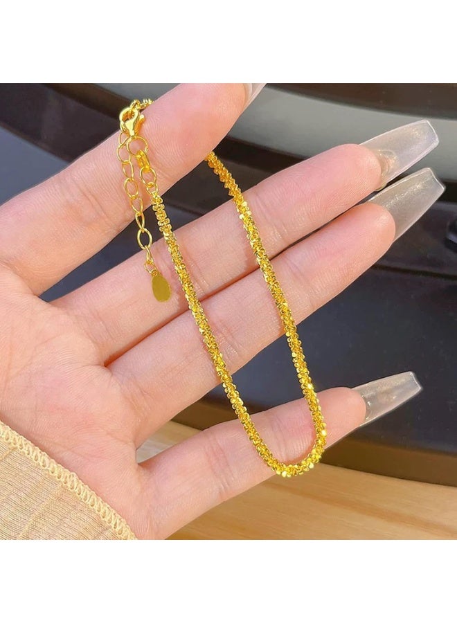 Julia Store 18K Gold Plated Stainless Steel Aesthetic Exquisite Luxury Elegant Design Luxury Minimalist Cute Trendy Simple Chunky Vintage Boho Twist Rope Diamond-Cut Thin Bracelet Jewelry Gift For Women Girls - Image 4