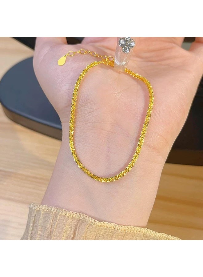 Julia Store 18K Gold Plated Stainless Steel Aesthetic Exquisite Luxury Elegant Design Luxury Minimalist Cute Trendy Simple Chunky Vintage Boho Twist Rope Diamond-Cut Thin Bracelet Jewelry Gift For Women Girls - Image 2