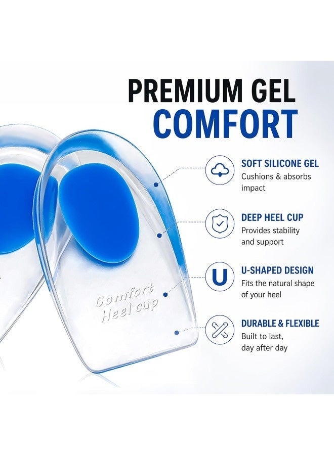 SenRan Silicone Heel Support Pad Cup，Gel Heel Cups for Heel Pain Relief – Shock Absorbing Silicone Inserts for Plantar Fasciitis & Achilles Tendonitis - Image 3