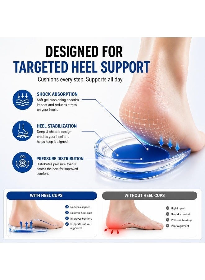 SenRan Silicone Heel Support Pad Cup，Gel Heel Cups for Heel Pain Relief – Shock Absorbing Silicone Inserts for Plantar Fasciitis & Achilles Tendonitis - Image 4