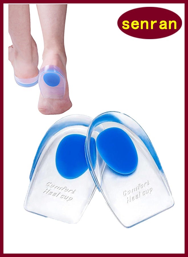 SenRan Silicone Heel Support Pad Cup，Gel Heel Cups for Heel Pain Relief – Shock Absorbing Silicone Inserts for Plantar Fasciitis & Achilles Tendonitis - Image 1