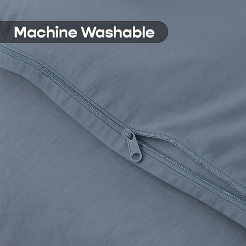 SleepyCat Duvet Cover, 100% Cotton 200TC Percale Combed Yarn, with Corner Ties & Coconut Button Closure, Oeko-TEX & AZO Free, (Single Size, 90x60 inches) Twilight Blue - Image 3