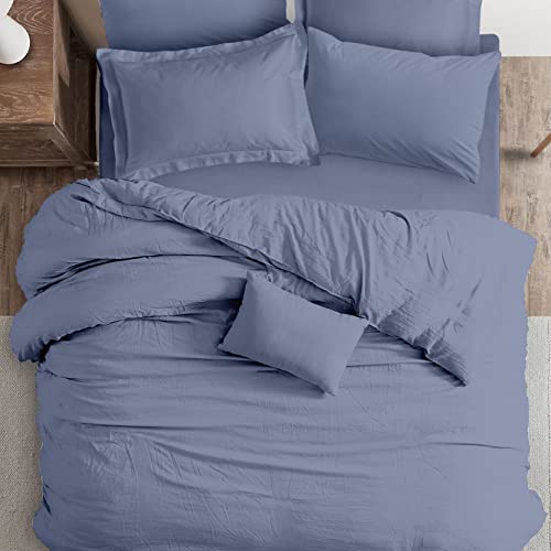 SleepyCat Duvet Cover, 100% Cotton 200TC Percale Combed Yarn, with Corner Ties & Coconut Button Closure, Oeko-TEX & AZO Free, (Single Size, 90x60 inches) Twilight Blue - Image 1
