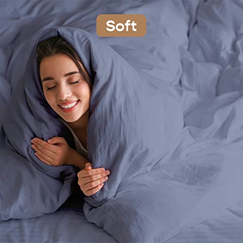 SleepyCat Duvet Cover, 100% Cotton 200TC Percale Combed Yarn, with Corner Ties & Coconut Button Closure, Oeko-TEX & AZO Free, (Single Size, 90x60 inches) Twilight Blue - Image 5