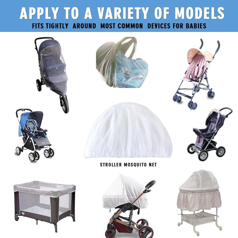 Wanateber Mosquito Net for Stroller 2Pack - Protective Baby Stroller Mosquito Net - Perfect Bug Netting for Strollers, Bassinets, Cradles, Playards, Pack N Plays and Portable Mini Crib (White) - Image 5