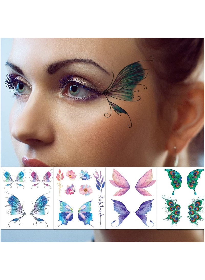 SOLARAE Glitter Butterfly Temporary Tattoos for Girls and Women, Waterproof Face Tattoos for Parties, Festivals, and Playdates - 12 Sheets of Fun Butterfly Party Favors! - Image 4