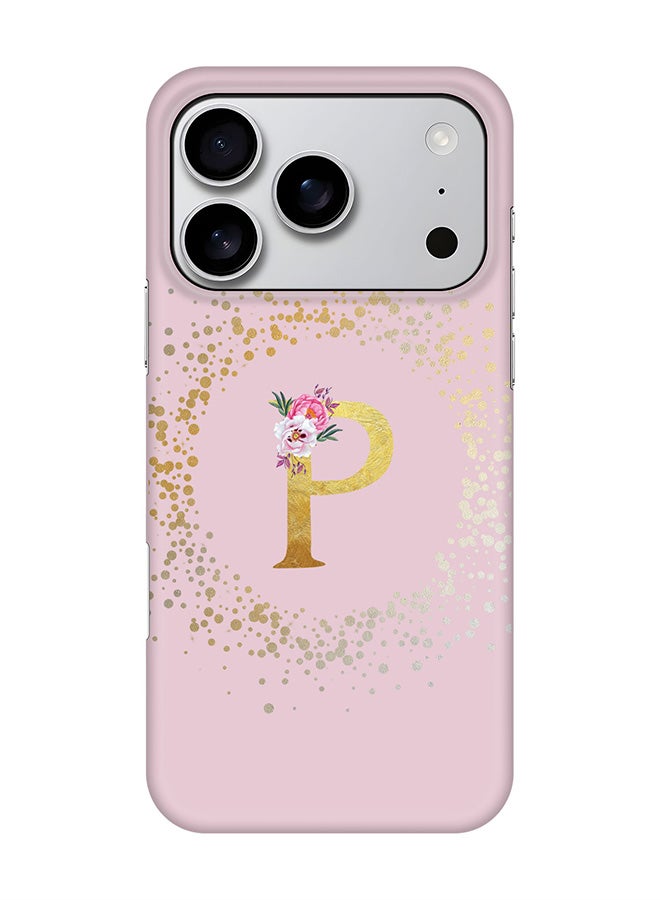 Stylizedd For iPhone 17 Pro,Case, [Compatible with MagSafe] Magnetic cover Slim fit Protection Matte, - Custom Monogram Floral - P  (Pink )