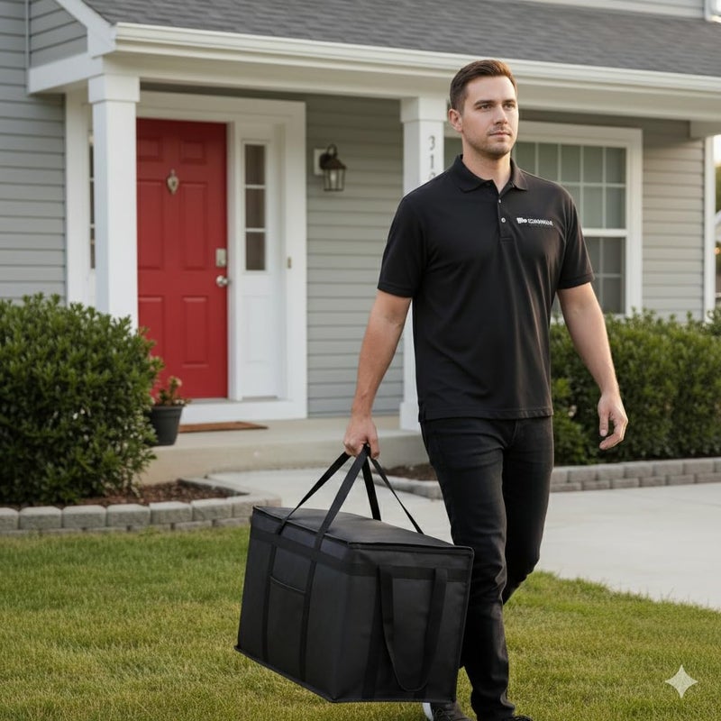 CIVJET Insulated Food Delivery Bag, XXXL Insulated Reusable Grocery Cooler/Hot Bags, Tote Bag for Shopping/Travel/Doordash, Catering Bag Doordash 22x14x13, Black, 1-Pack - Image 5