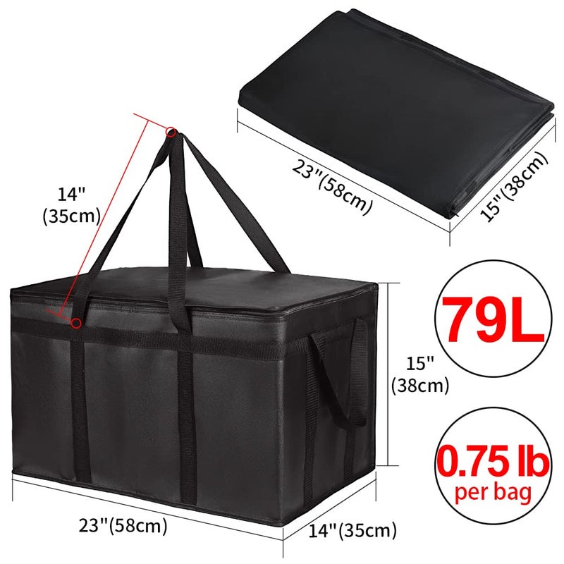 CIVJET Insulated Food Delivery Bag, XXXL Insulated Reusable Grocery Cooler/Hot Bags, Tote Bag for Shopping/Travel/Doordash, Catering Bag Doordash 22x14x13, Black, 1-Pack - Image 2