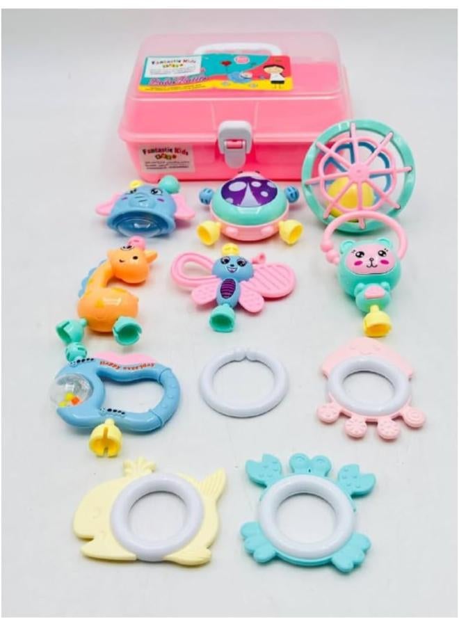 Assorted Baby Rattle & Sensory Toy Set with Storage - Image 2