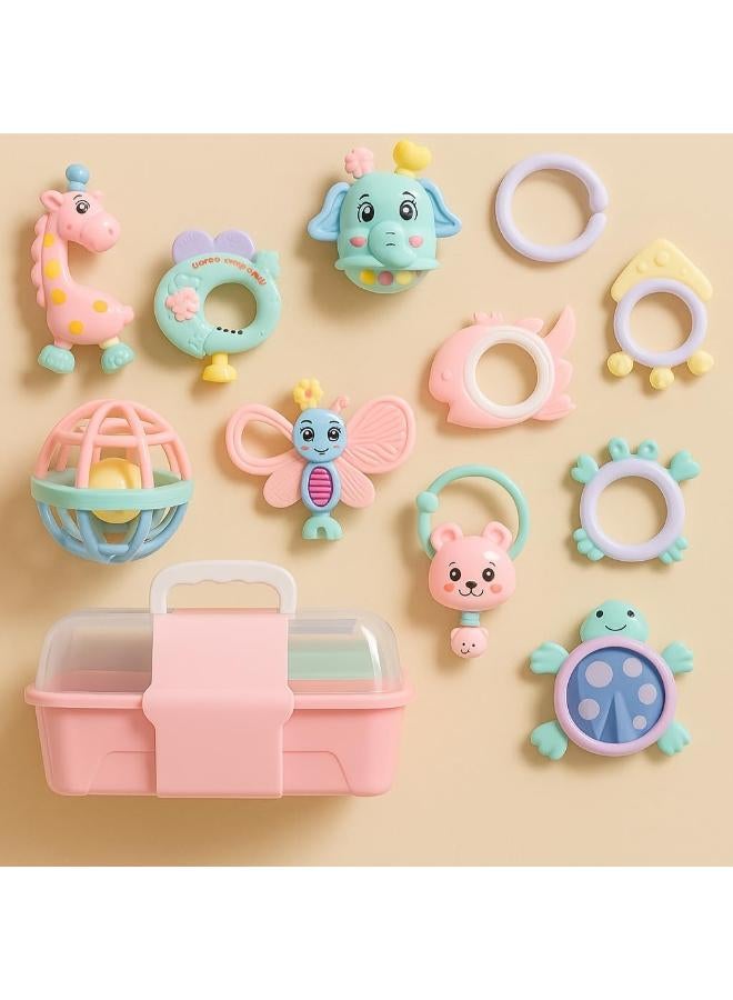 Assorted Baby Rattle & Sensory Toy Set with Storage - Image 1
