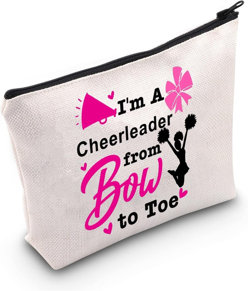LEVLO Funny Cheerleader Gifts I'm A Cheerleader from Bow to Toe Makeup Bags Cheer Team Gift (I'm A Cheerleader)