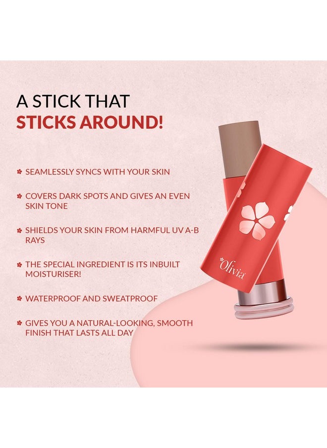 Olivia - Skinsync Make Up Stick Foundation With Spf 25 Lightweight Full Coverage Foundation With Natural Finish Face Makeup Waterproof & Sweatproof Foundation Stick 15G Shade 007 White Candy - Image 1