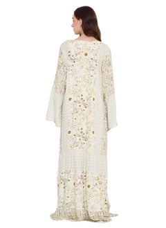 HANA & SARA UNIQUE COLOURFULL THRAED EMBROIDERY WITH PRINTED ARABIC KAFTAN JALABIYA DRESS  - Image 2