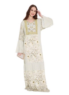 HANA & SARA UNIQUE COLOURFULL THRAED EMBROIDERY WITH PRINTED ARABIC KAFTAN JALABIYA DRESS  - Image 1