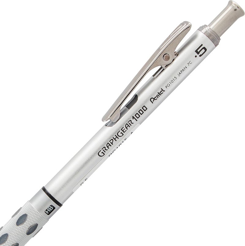 بنتل قلم ميكانيكي من Pentel GraphGear 1000، سمك القلم 0.5 مم، علبة سوداء، عدد واحد لكل عبوة (PG1015A)، لون رمادي معدني - Image 5
