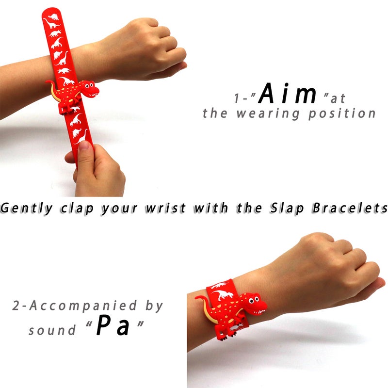 LOCHSOEL Dinosaur Slap Bracelets- Silicone Wristbands Adjustable Classroom Prizes,Carnival Games Birthday Gifts for Adults (6Pack) - Image 4