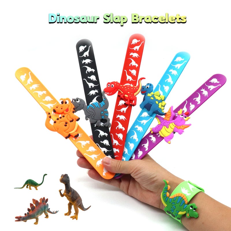 LOCHSOEL Dinosaur Slap Bracelets- Silicone Wristbands Adjustable Classroom Prizes,Carnival Games Birthday Gifts for Adults (6Pack) - Image 5