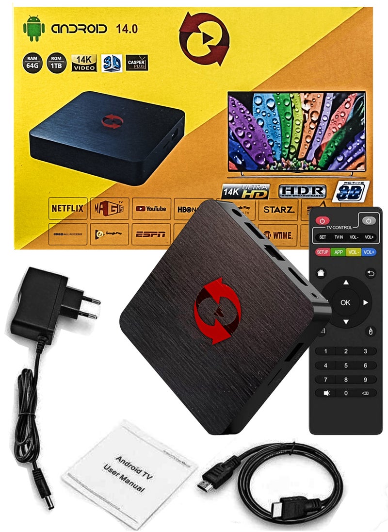 Generic - Platinum 14K HDR Smart Android 14.0 TV Box 4K Ultra HD Streaming Media Player Device 64GB Ram 1TB Rom Miracast 14K Video Support 3D capability and Casper Plus - Image 1